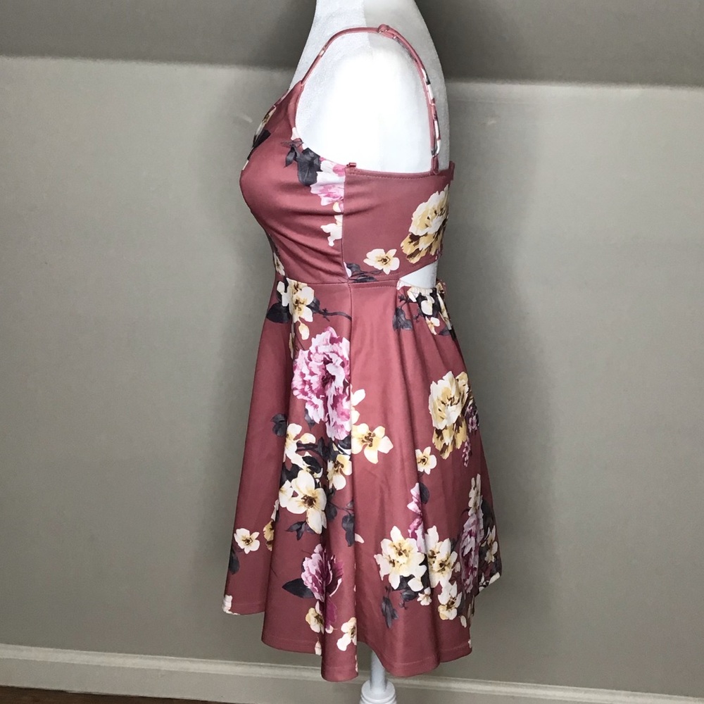 Trac Skater Dress Plunge Floral Sexy S - Picture 6 of 9